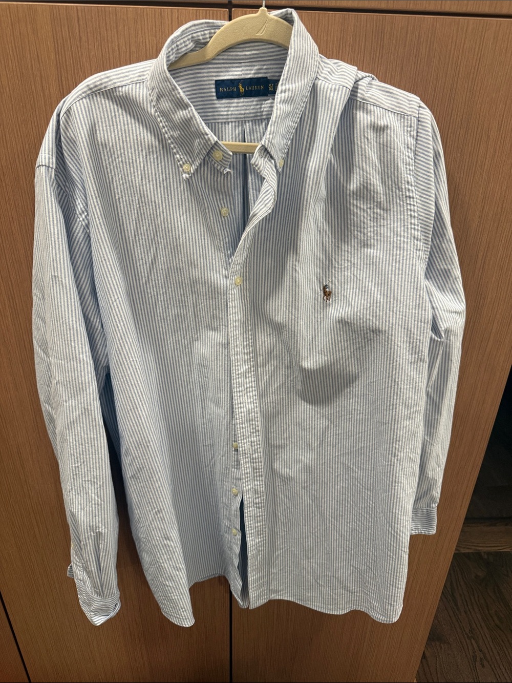 Ralph Lauren Blue and White Pinstripe Button-Down Shirt